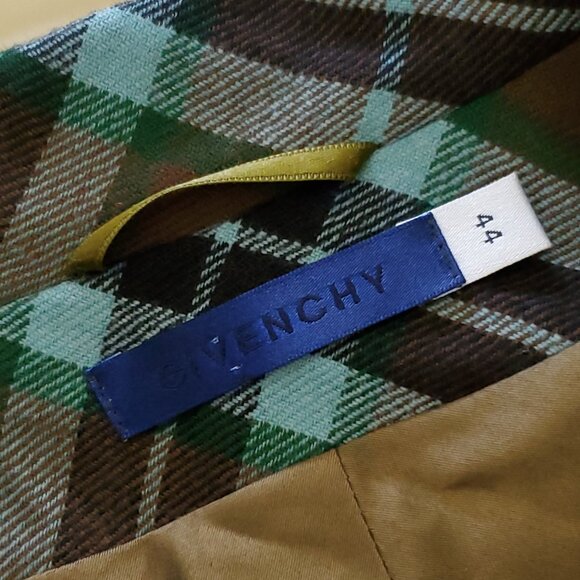 Givenchy Vintage 90's Multi-Color Plaid Women's Wool Blazer Logo Buttons Size 44 - Picture 12 of 16